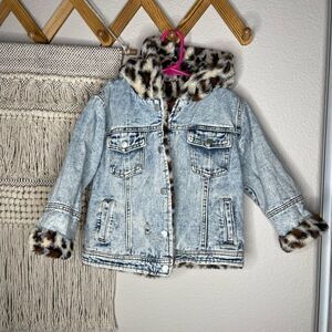 Toddler Leopard Reversible Jean Jacket size 5